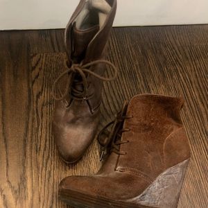 brown wedge bootie